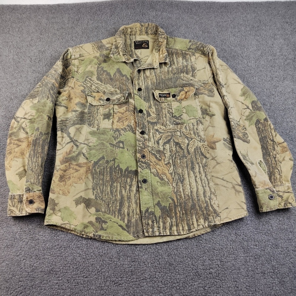 Rattlers Brand Camo Shirt Jacket Camo Size Large Men's Hunting Heavy Cotton